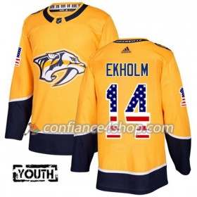 Adidas Maillot de Hockey Nashville Predators Mattias Ekholm 14 2017-2018 Or USA Flag Fashion Authentic - Enfant